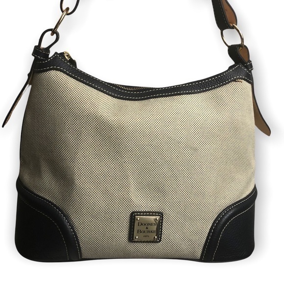 Dooney And Bourke Canvas And Blue Leather Zipper Bag
